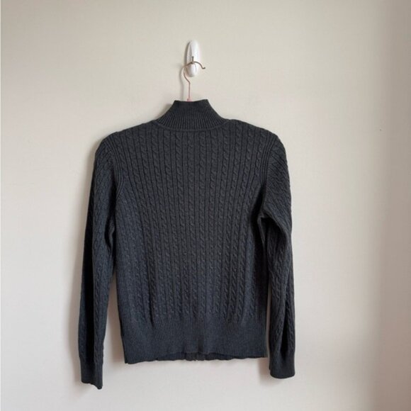 Tommy Hilfiger Dark Gray Classic Cotton Cable Knit Mock Neck Sweater - Picture 3 of 5